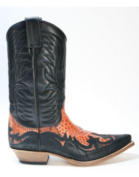 3241 Sendra Cowboystiefel Barbados Negro Python Orange