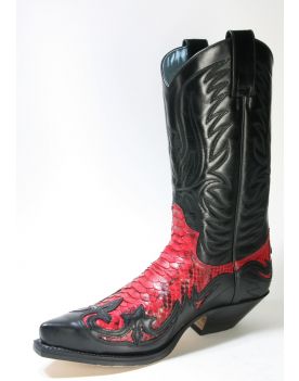 3241 Sendra Cowboystiefel X Flora Negro Pyth. Barr. Rojo