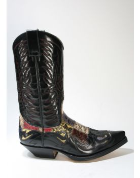 3241 Sendra Cowboystiefel Flor. Negro Python Patchwork big