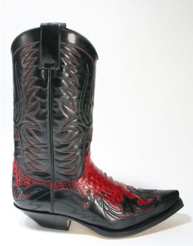 3241 Sendra Cowboystiefel Flora Negro Pyth. Barr. Rojo