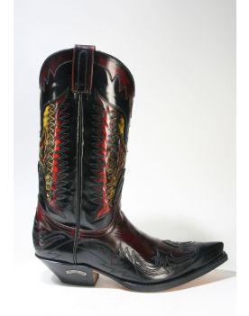 3840 Sendra Boots Cowboystiefel Flor. Negro Flor. Rojo