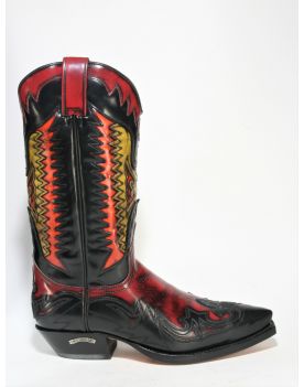 3840 Sendra Boots Cowboystiefel Flor. Negro Flor. Rojo