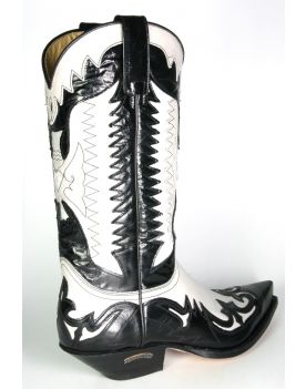  3840 Sendra Cowboystiefel schwarz weiß