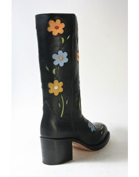 4755 Sendra Stiefel TOLEDO Negro Flowerpower