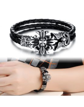 LB112 Lederarmband Black Lilie