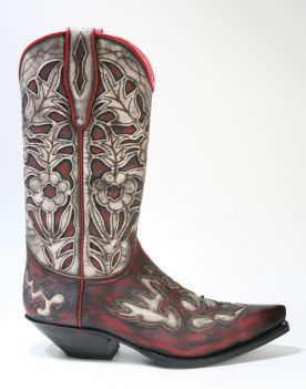 5529 Sendra Cowboystiefel Hurricane Rojo Marfil