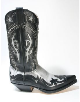 6033 Sendra Cowboystiefel Negra Flora Blanco