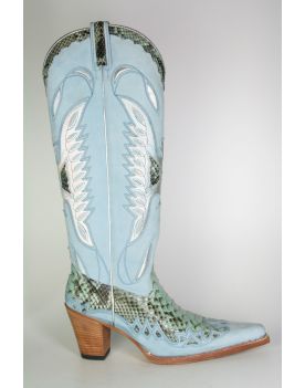 6421 Sendra Cowboystiefel Nubuk Azul Claro