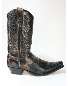 7013 Sendra Cowboystiefel Python Negro Denver Canela