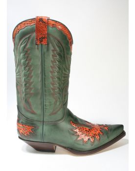 7106 Sendra Boots Cowboystiefel N. Verde Python Orange