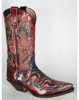 7428 Sendra Cowboystiefel Denver Rojo Python Azul