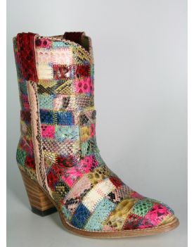 8507 Sendra Cowboystiefel Python Patchwork Color hoch