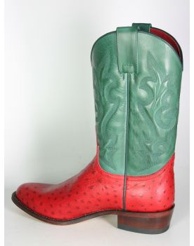 8589 Sendra Cowboystiefel LAZO Avestruz Imi. Rojo Verde