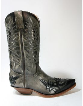 8733 Sendra Cowboystiefel Flor. Negro Denver Hueso