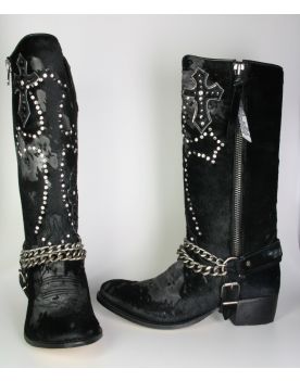 9362 Sendra Stiefel Pony Negro Plata Kreuz