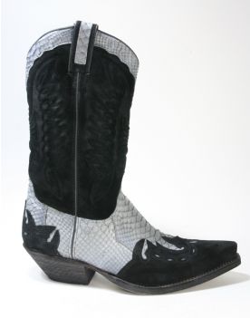 9928 Sancho Boots Cowboystiefel Black  Imit. Python Grey