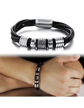 LB152 Lederarmband Black 