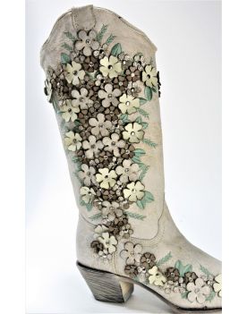 A3600 Corral Boots Cowboyboots White Flower