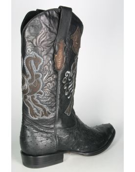 2C01 Cuadra Cowboystiefel Straussenleder Black