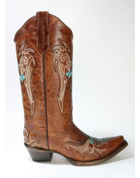 L5104 Corral Boots Circle G Cowboyboots Cognac Türkis Kreuz 