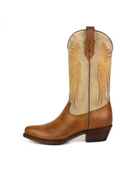 2666 Mayura Cowboystiefel WINGS Rony Totem Offwhite Split Suede