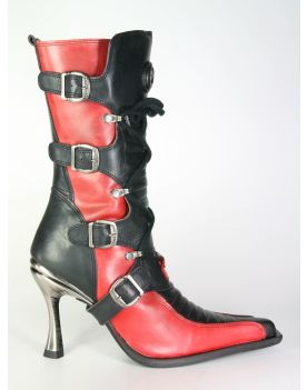 9374 New Rock Stiefel Black Red