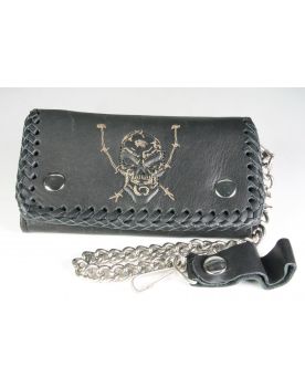 TW 28796 Bikergeldbeutel Black skull mit Kette